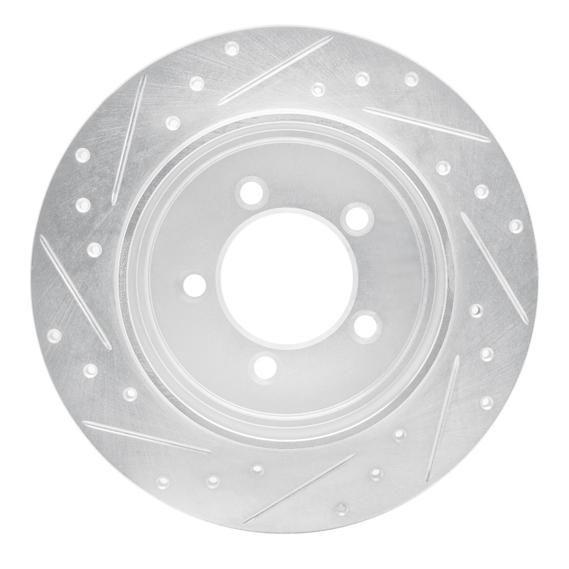Ford Explorer Brake Rotor (1) - Rear Right - R1 Concepts - Drilled & Slotted - Silver - `02-`10